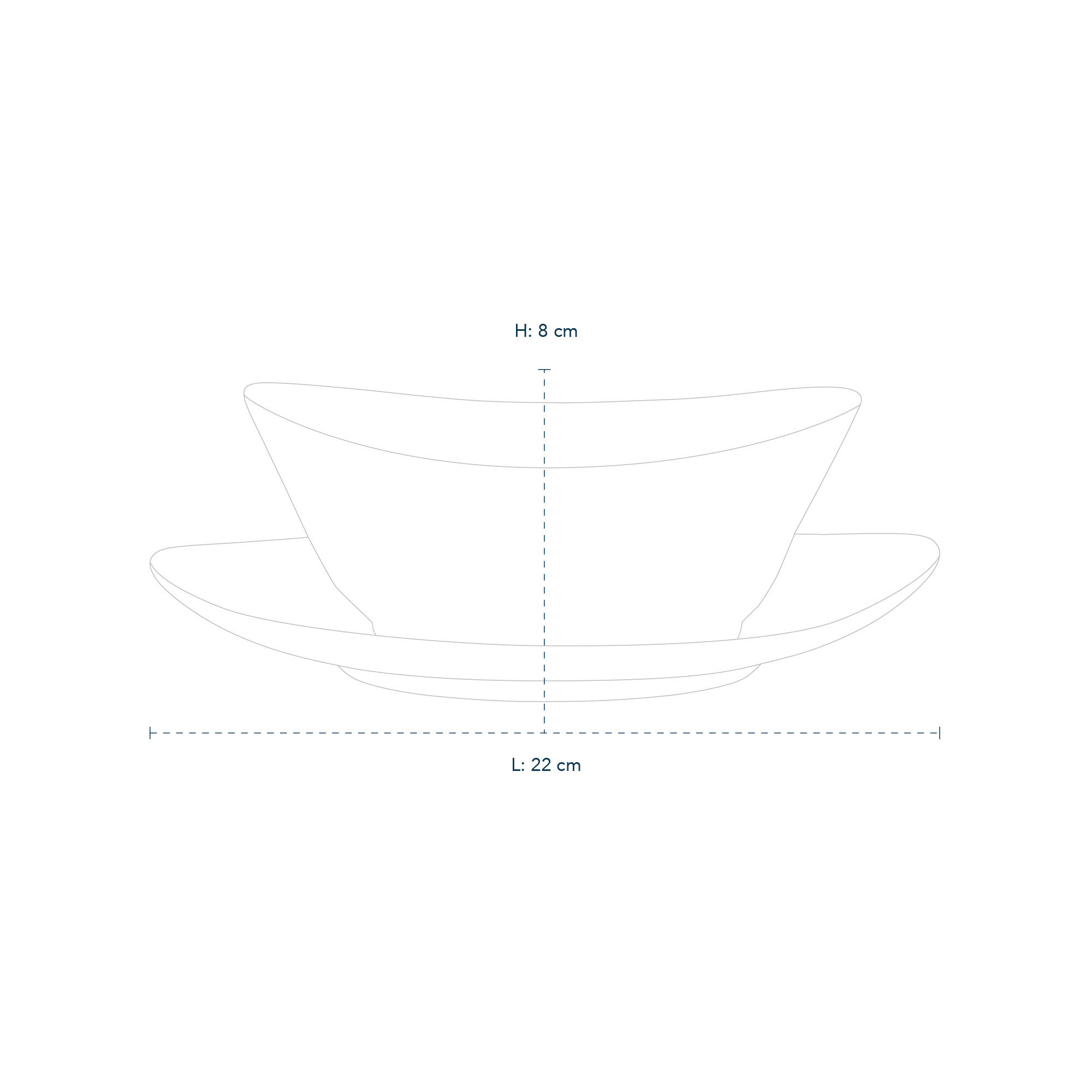 Line Drawing of Star Fluted Sauceboat 43cl
